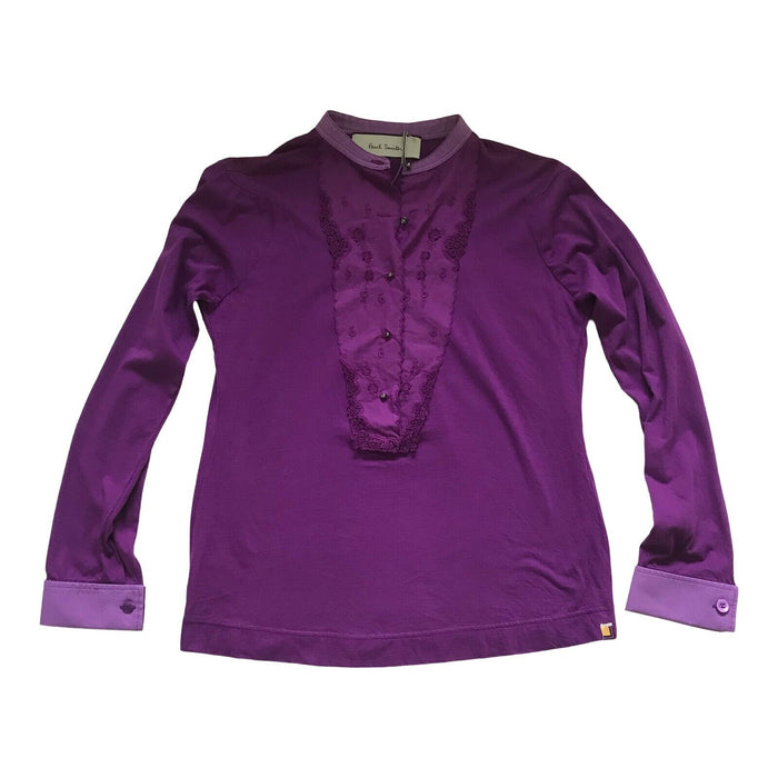 WOMEN'S PURPLE EMBROIDERED SHIRT - DISTINCTIVE DESIGNER STYLE! size M