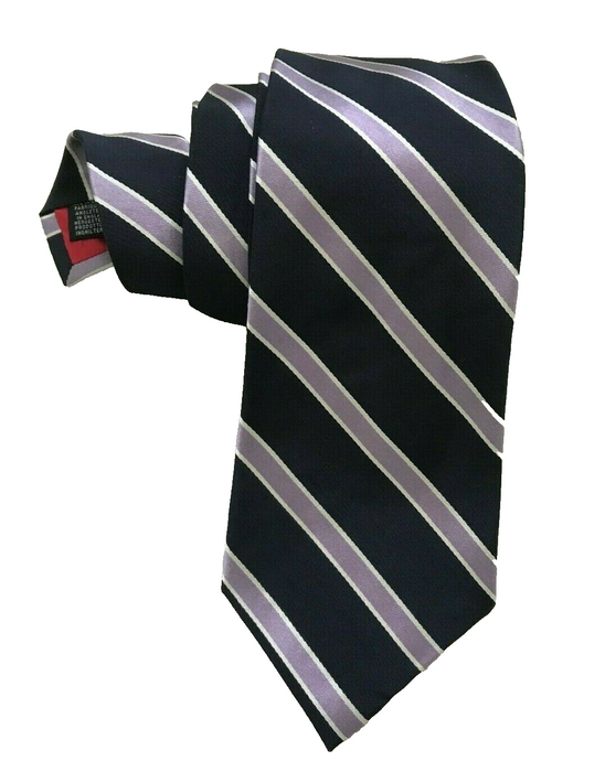 PAUL SMITH Stripe Silk TIE | Navy with Lilac Stripes | British Collection