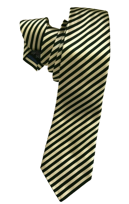 Paul Smith Silk Tie | Green Stripe | 6cm Narrow Tie | Made in Italy