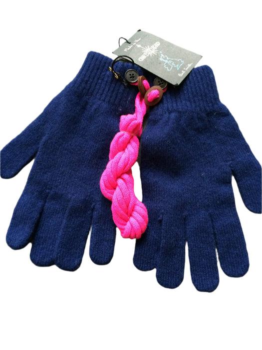 PAUL SMITH BLUE GLOVES WITH PINK ATTACHMENT CORD - A POP OF COLOR!