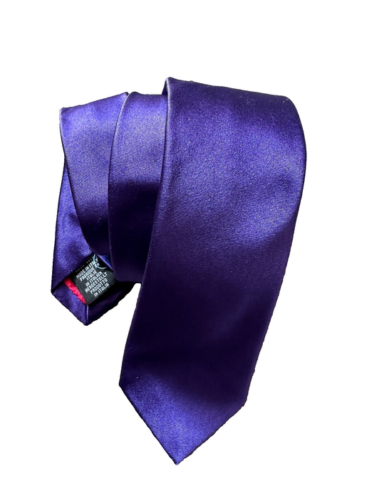 Paul Smith Narrow Silk Tie - Plain Purple with Red Rose Lining - Italian Elegance Awaits!