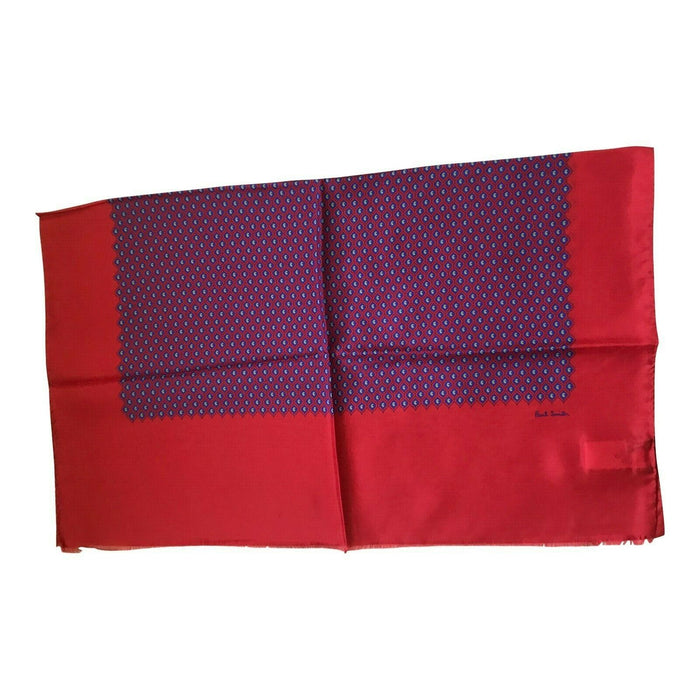 Paul Smith Scarf Women 100% Silk Scarf Woven Silk Filigree Red/Blue