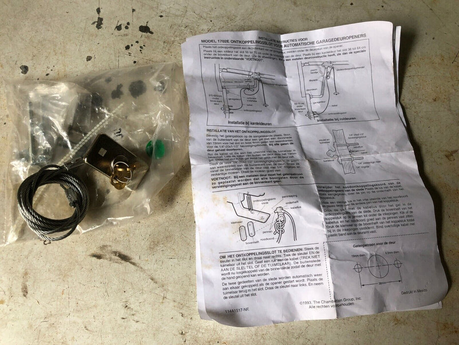 Garage door spares door lock latch cable + lock and key