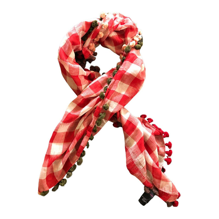 Paul Smith scarf Women Pom Pom Scarf Length 90 cm x W 90cm 100% Cotton