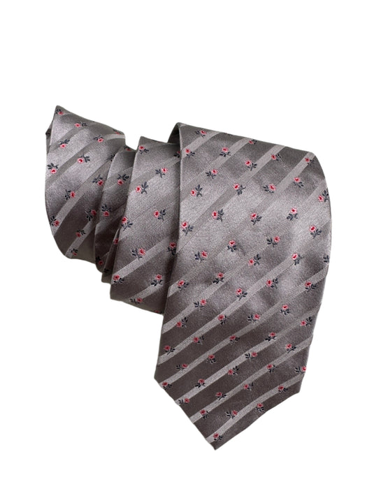 PAUL SMITH Silk TIE Grey with floral detail Polka Lining 8cm