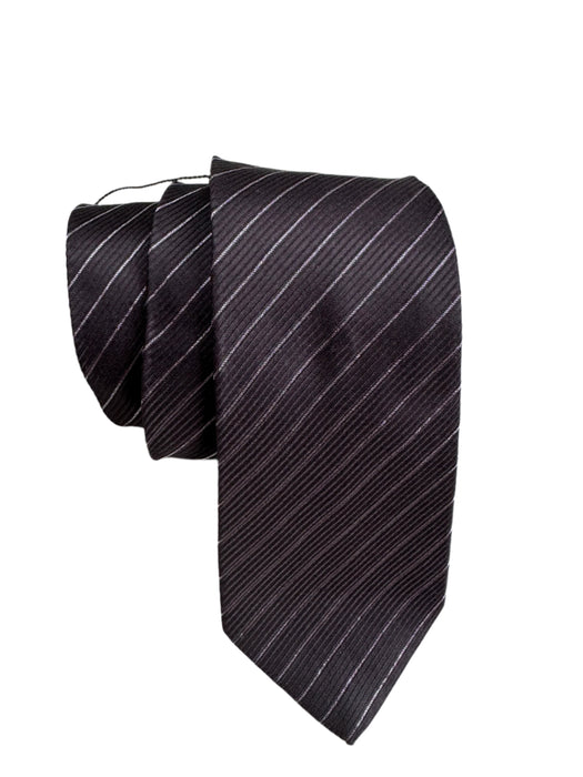 Paul Smith Black Silk Tie with Silver Stripe - Elevate Your Ensemble, Shop Now!