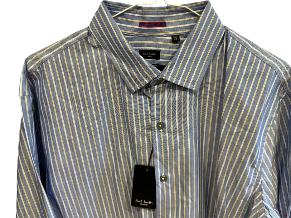 Paul Smith Long Sleeve Slim Fit Shirt - Yellow and White Stripes - Size 16.5/42