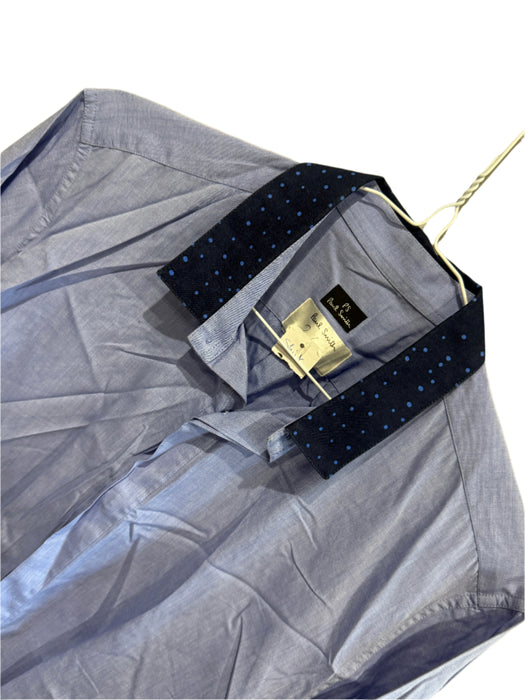 Paul Smith Blue Long Sleeve Polka Dot Collar Shirt | Size M | PS Collection