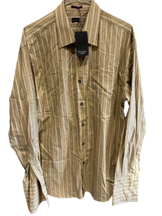 Paul Smith Formal LS Classic Brown Stripe Shirt - Size 16.5 / 42 - p2p 22.5"