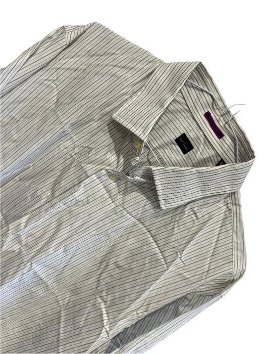 Paul Smith Long Sleeve Shirt - White with Multicolor Stripes - Size 16.5/42
