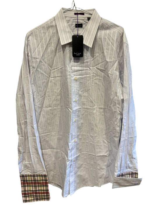 Paul Smith Stripe Dress Shirt | Long Sleeve | Tartan pattern Double cuff | Size 16.5