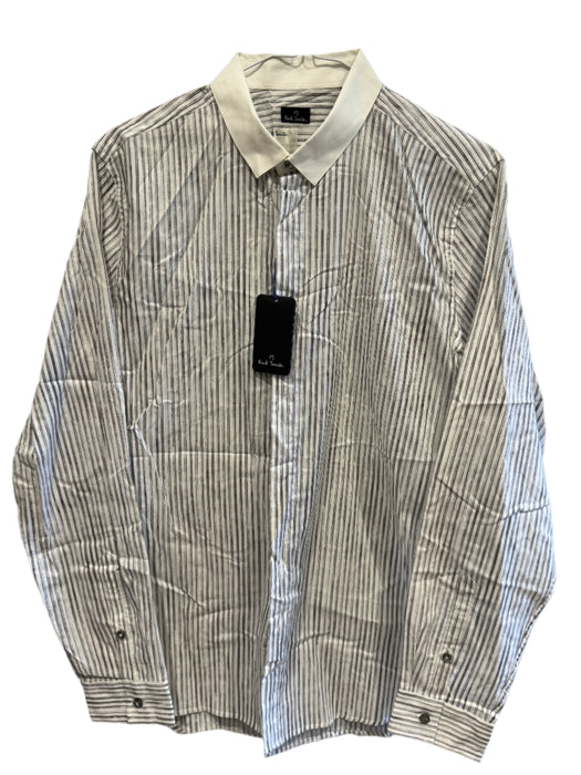 Paul Smith PS Long Sleeve Shirt | Black/White Stripe | Contrast Collar | Size M