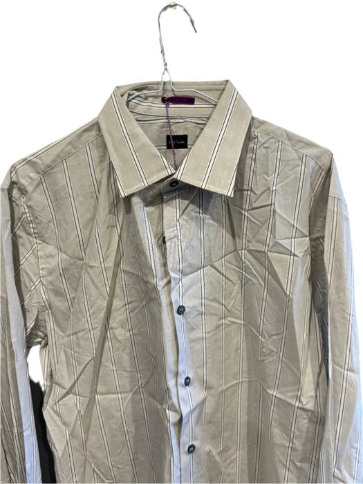 Paul Smith Long Sleeve Grey Shirt with White Stripes - Size 16.5/42