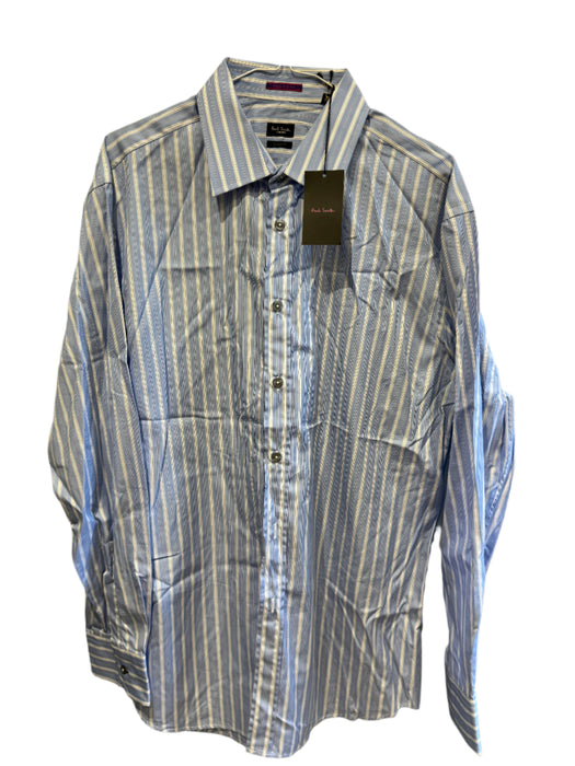 Paul Smith Long Sleeve Blue Stripe Shirt - Size 16.5/42