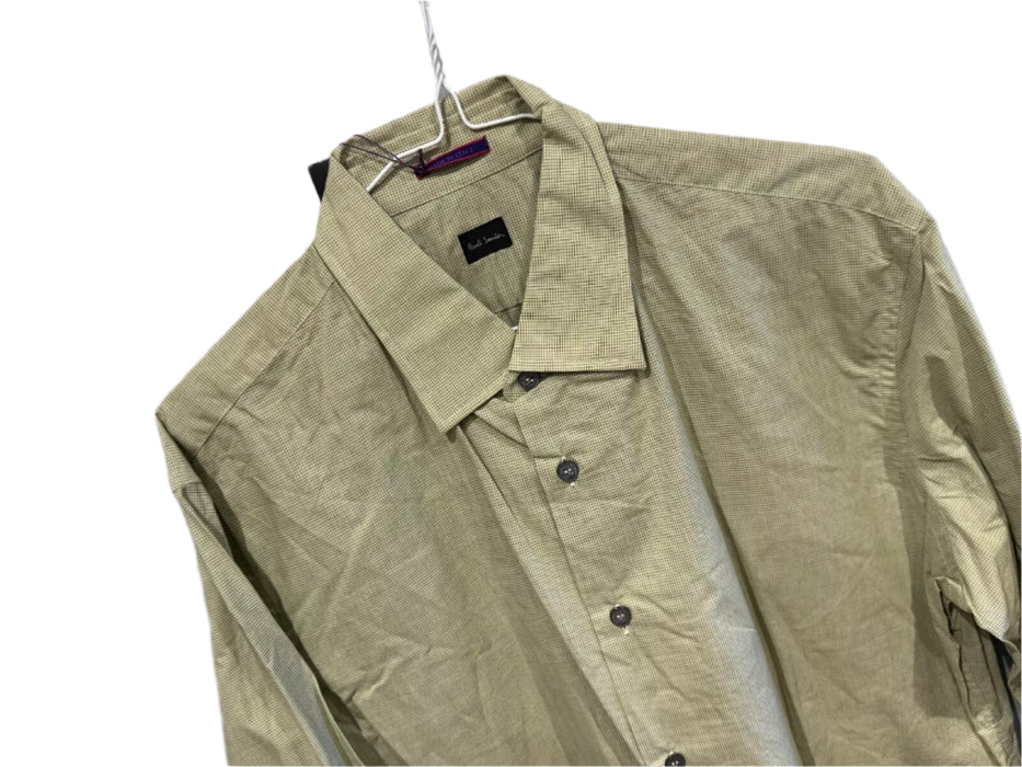 Paul Smith Slim Fit Green Microcheck Shirt - Size 16.5/42