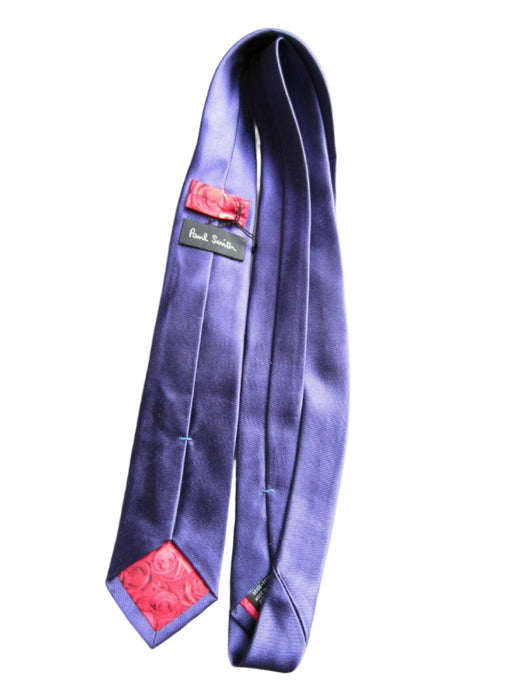Paul Smith Narrow Silk Tie - Plain Purple with Red Rose Lining - Italian Elegance Awaits!