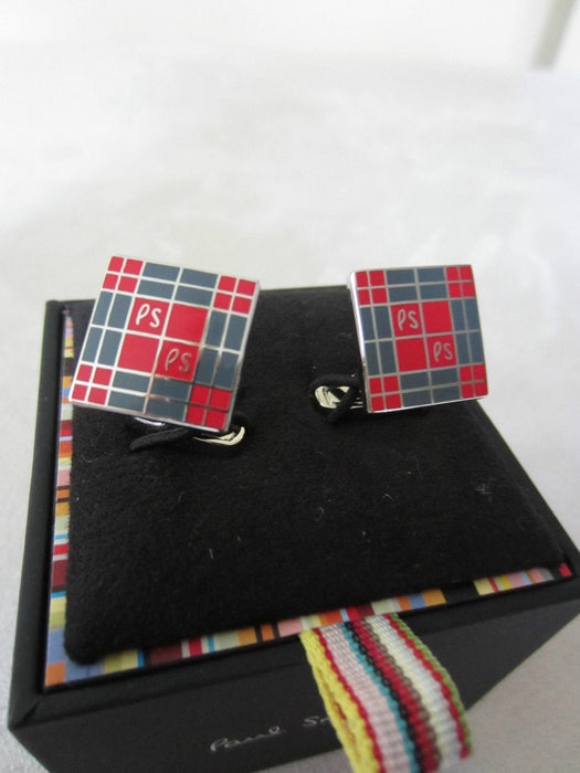 Paul Smith  Cufflinks Checker Board Squares in Red & Grey