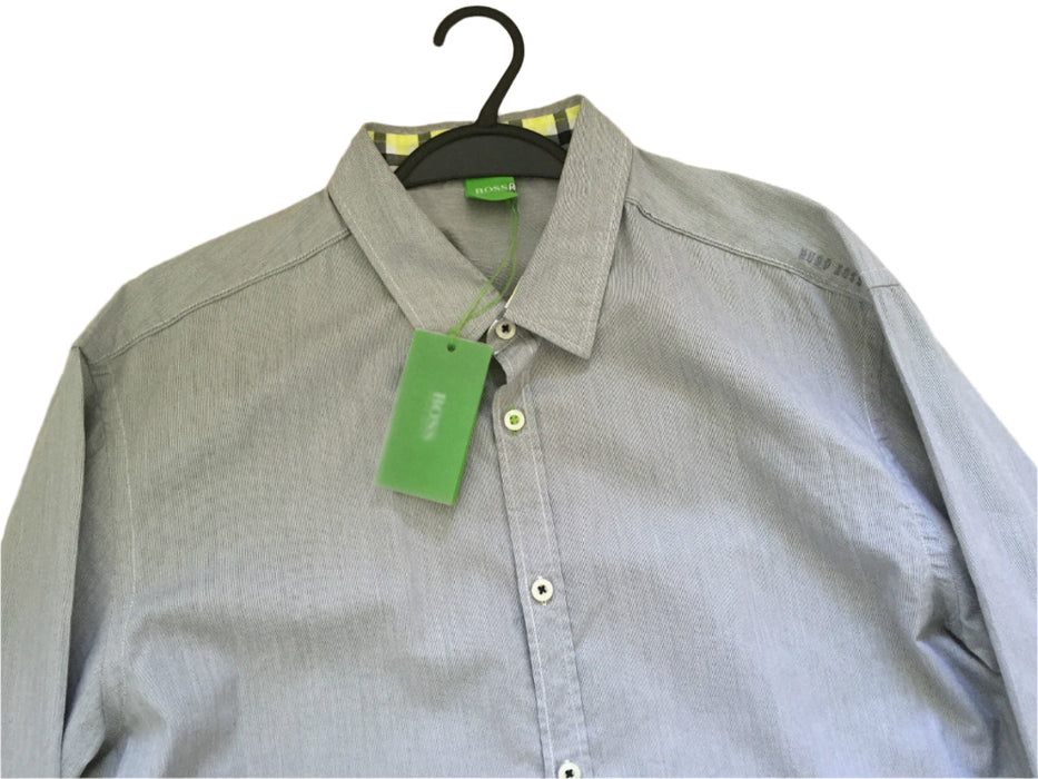 Hugo BOSS GREEN - Casual Shirt - Blue with stripe SLIM FIT  - Size XL
