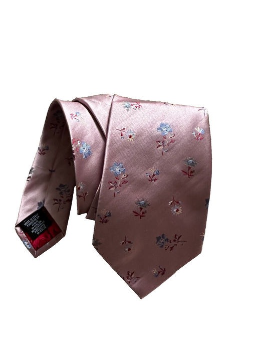 Paul Smith Pink Floral Silk Tie - Hidden Red Rose Elegance!