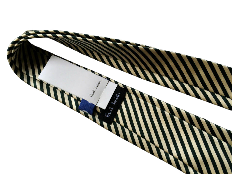 Paul Smith Silk Tie | Green Stripe | 6cm Narrow Tie | Made in Italy