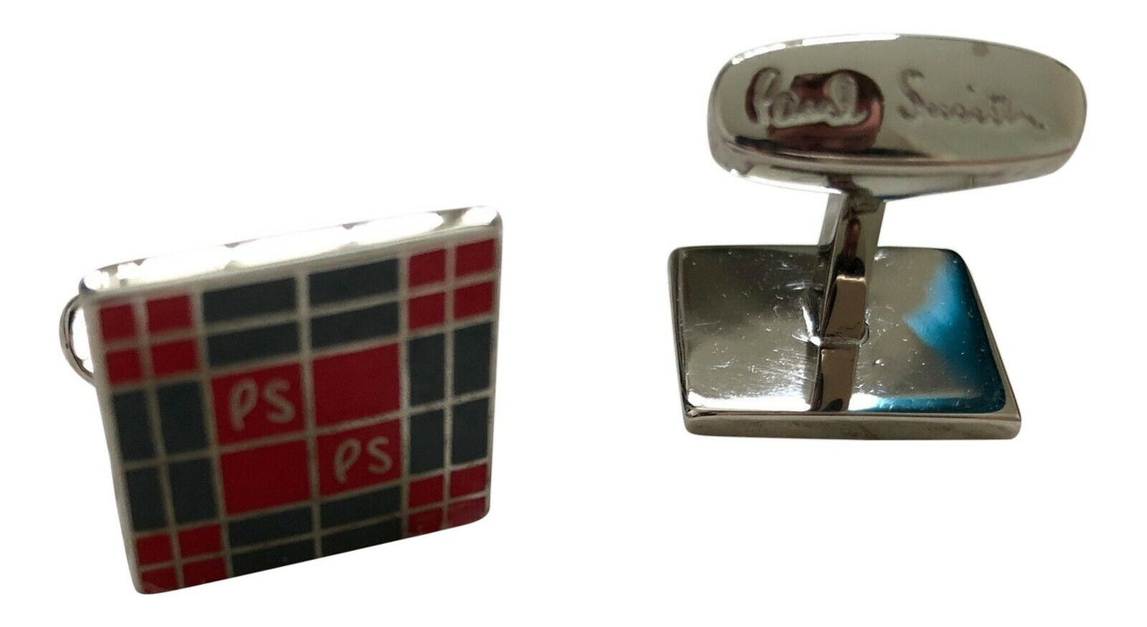 Paul Smith  Cufflinks Checker Board Squares in Red & Grey