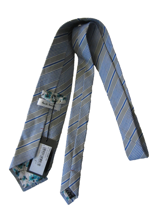 Paul Smith Silk Tie | Blue & White Diagonal Stripe | Made In Italy