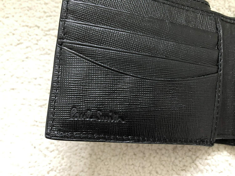 Paul Smith Black Textured Crosshatch Leather Bifold Wallet
