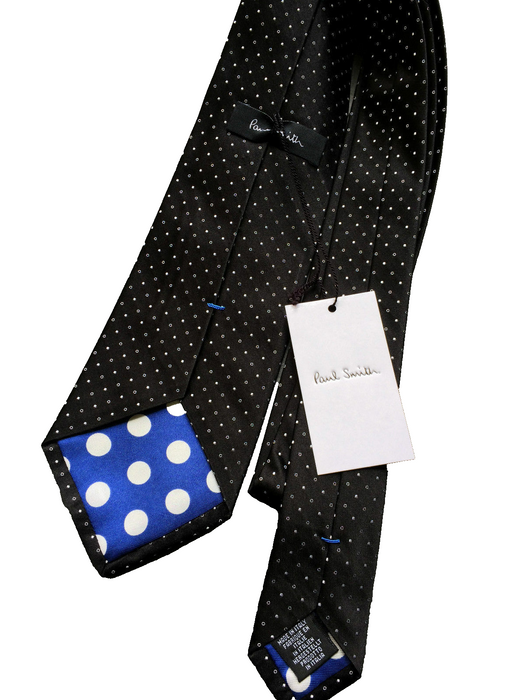 PAUL SMITH Silk TIE | Black with Micro Dots & Micro Squares Detail | 8cm Width