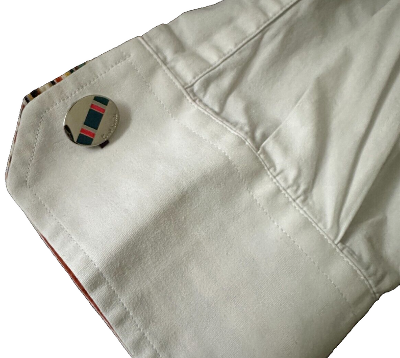 Paul Smith Silver Cufflinks with Blue & Red slant stripe
