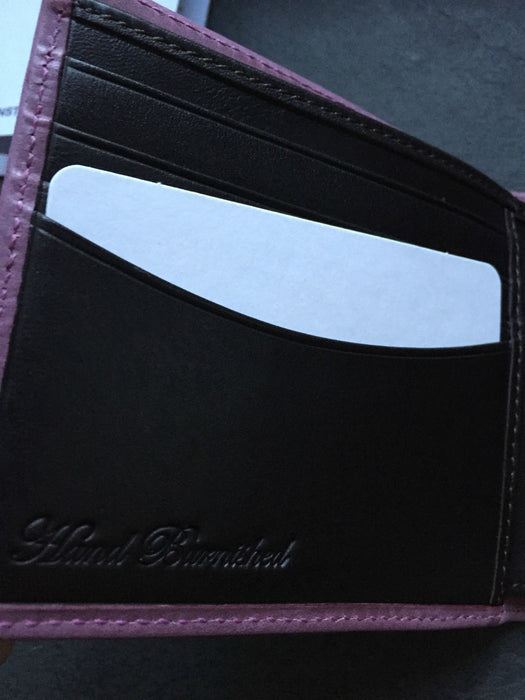 Paul Smith Boxed Wallet 8 Card Slots Burnished Plum Calf Leather  Brown Interior - UNBOXED