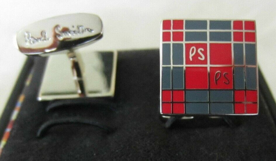 Paul Smith  Cufflinks Checker Board Squares in Red & Grey