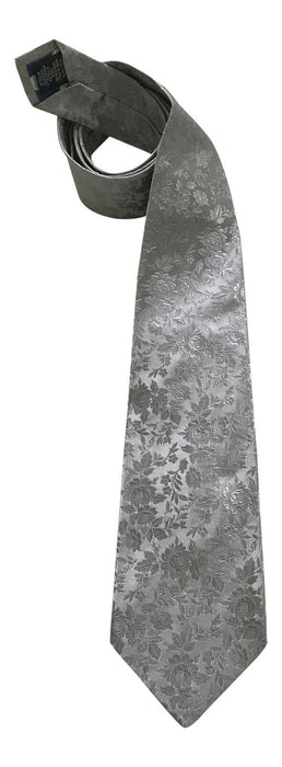PAUL SMITH Grey Silk Tie | Contrast Floral Pattern - Blue Polka Lined | MAINLINE Collection
