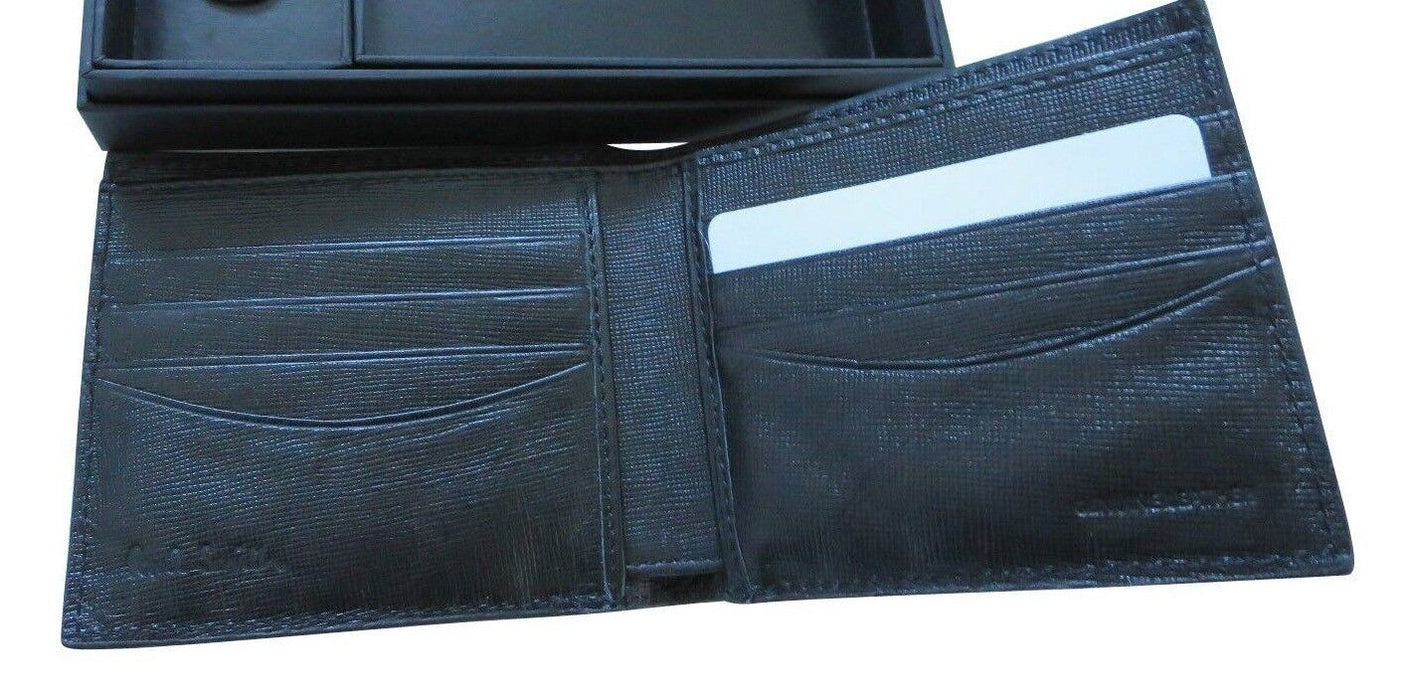Paul Smith Black Textured Crosshatch Leather Bifold Wallet