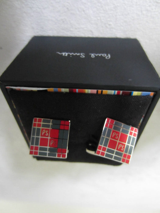 Paul Smith  Cufflinks Checker Board Squares in Red & Grey