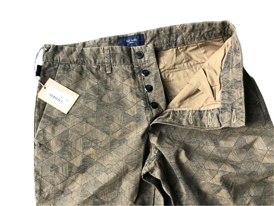 PAUL SMITH BROWN PATTERN TAPERED CHINO TROUSERS - MODERN ELEGANCE! Size 32 R
