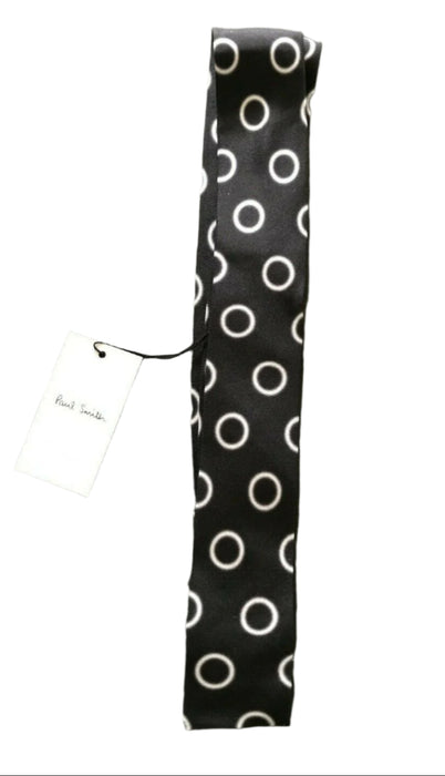 PAUL SMITH Silk Tie | Square Cut Featuring White Circle Print | Narrow 5cm Width