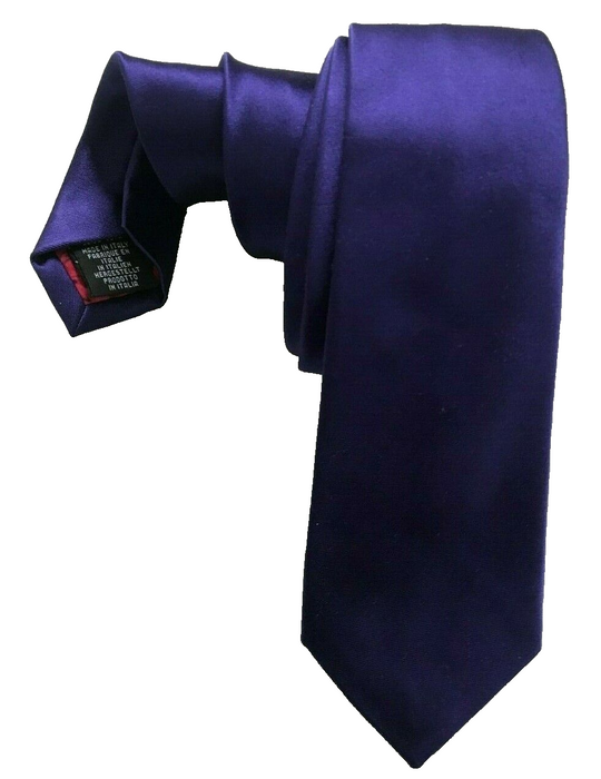 Paul Smith Narrow Silk Tie - Plain Purple with Red Rose Lining - Italian Elegance Awaits!
