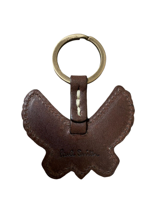Paul Smith Brown Leather Keyring with Winged Heart Charm