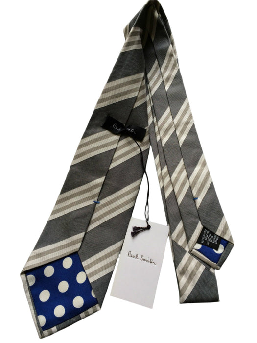 Paul Smith Grey Striped Tie - 8cm Width - Timeless Elegance Awaits!