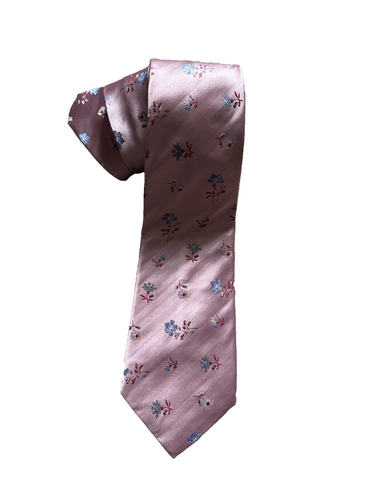 Paul Smith Pink Floral Silk Tie - Hidden Red Rose Elegance!