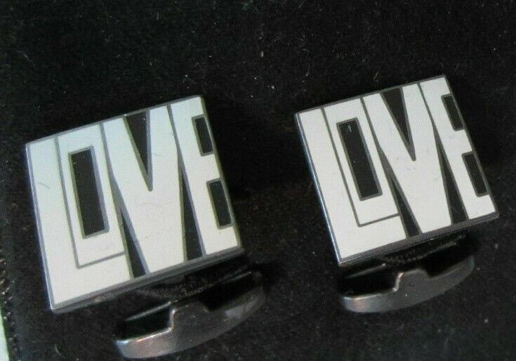 Paul Smith Cufflinks "LOVE" in white lettering on black background