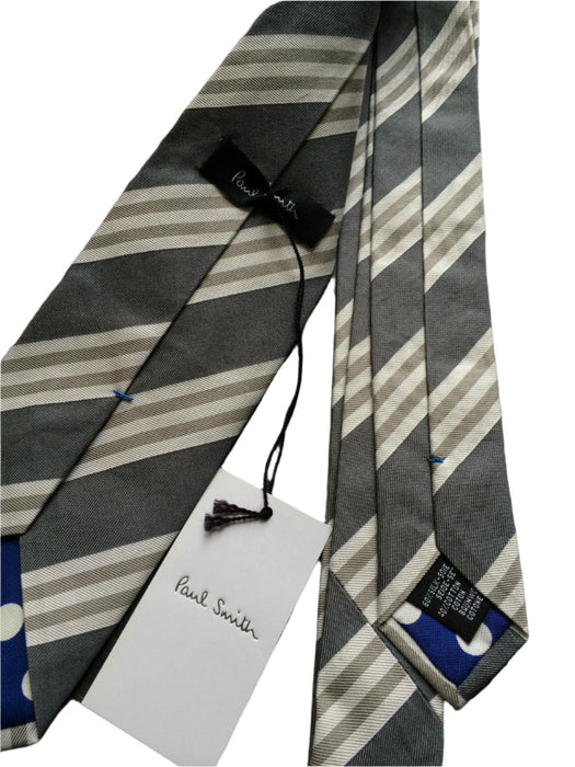 Paul Smith Grey Striped Tie - 8cm Width - Timeless Elegance Awaits!