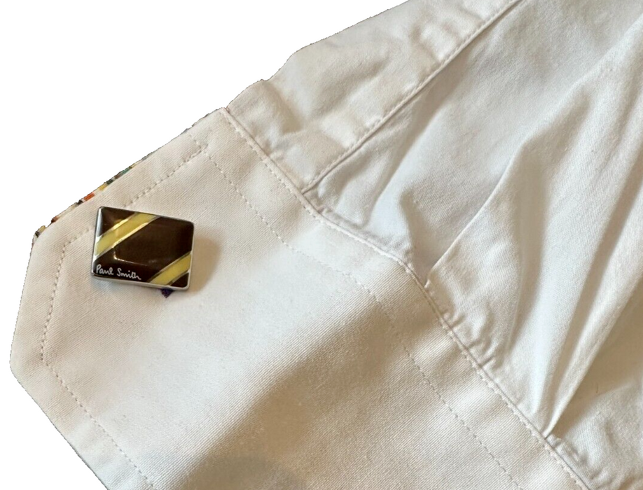 Paul Smith Rectangle Cufflinks with Yellow diagonal Stripe Boxed Rare & Unique