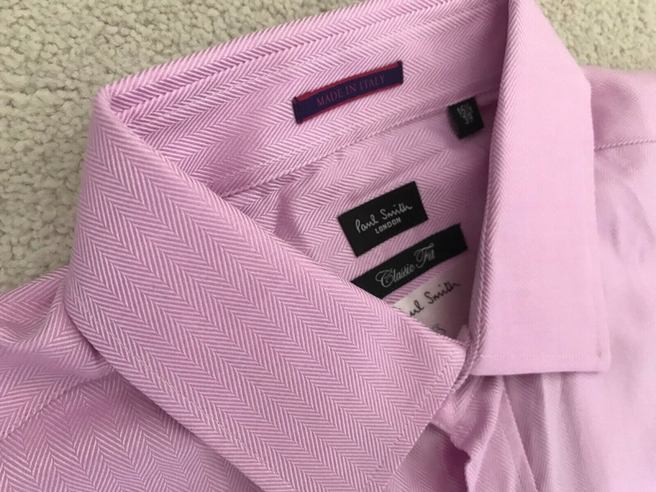 Paul Smith Slim Fit Pink Chambray Shirt Double cuffed  - Size 15.5/39