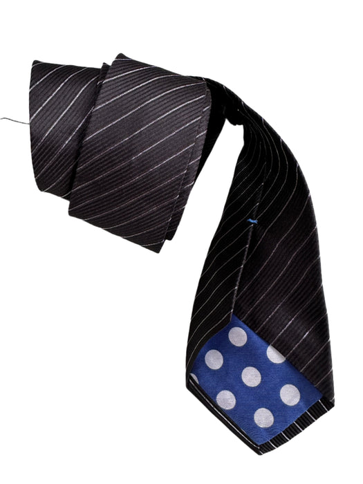 Paul Smith Black Silk Tie with Silver Stripe - Elevate Your Ensemble, Shop Now!