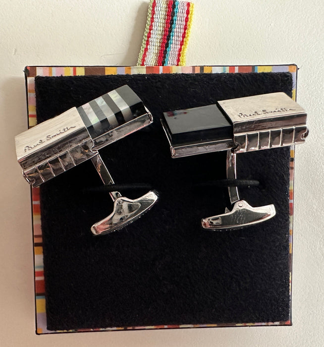 Paul Smith cufflinks SEMI PRECIOUS STONES TWO WAY Black /Black and White