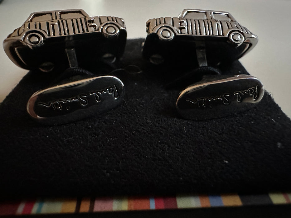 Paul Smith Multi stripe rectangle shape MINI Cufflinks with vandalised window