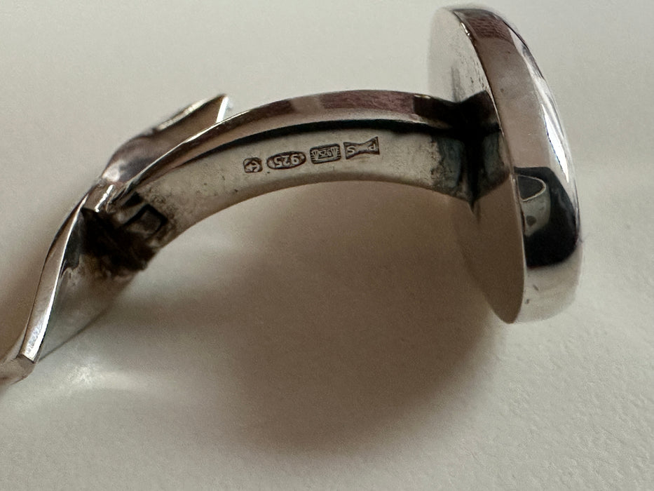 Paul Smith Cufflinks Sterling Silver "Smith" with black embellishment insert