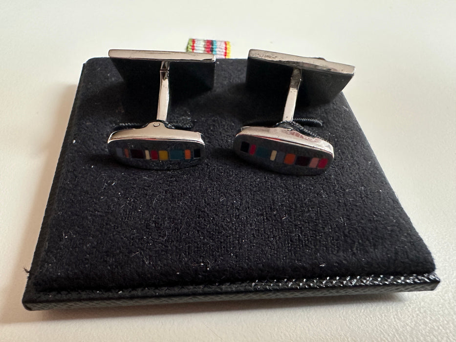 Paul Smith cufflinks Multi stripe rectangle shape MINI Cufflinks