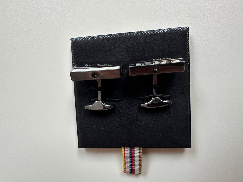 Paul Smith Swivel Block Cufflinks in multi stripe monochrome and white | 2 cufflinks in 1 | Boxed